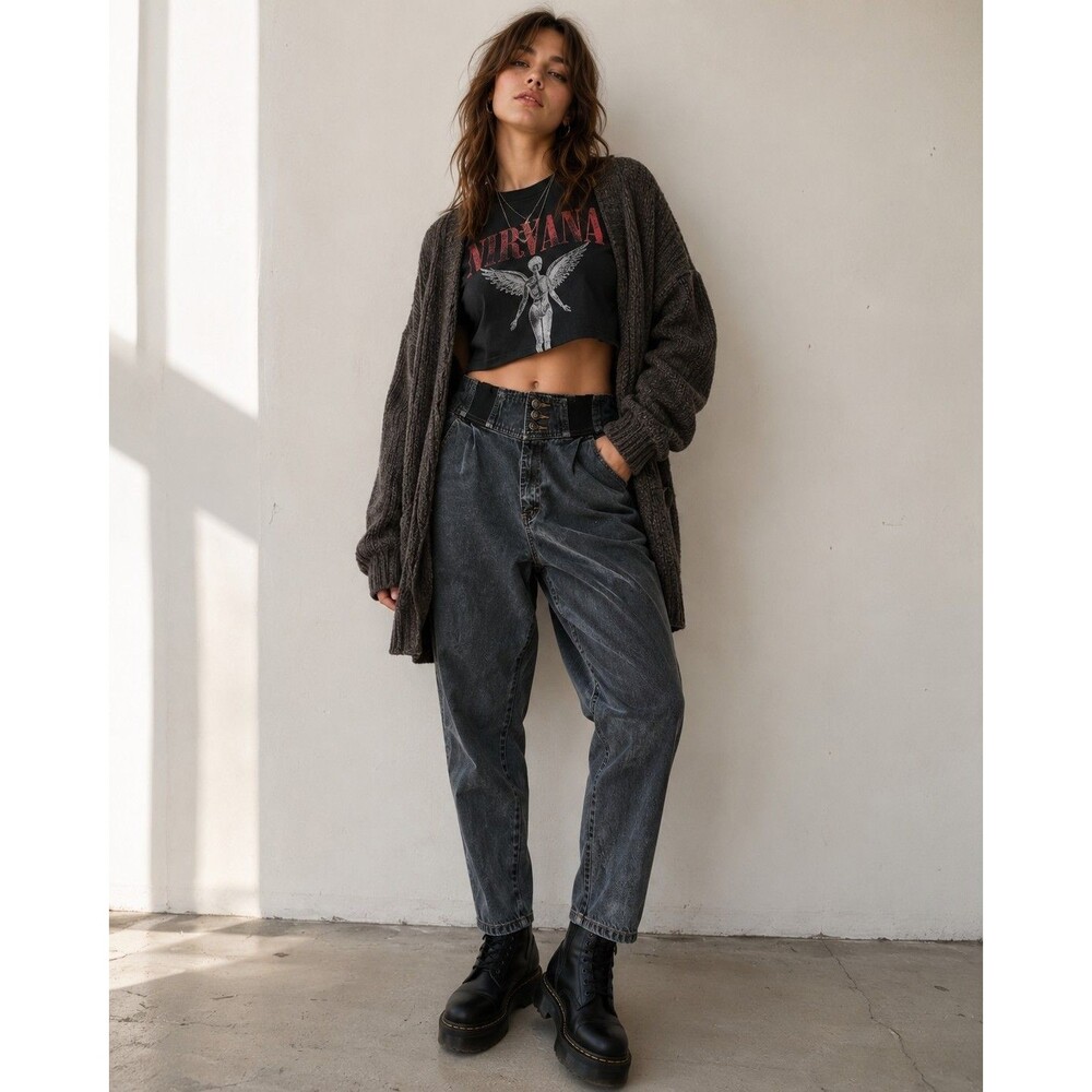 Syncs By Union Bay Vintage 80s Jeans Womens 12 Charcoal Indie Grunge Alternative